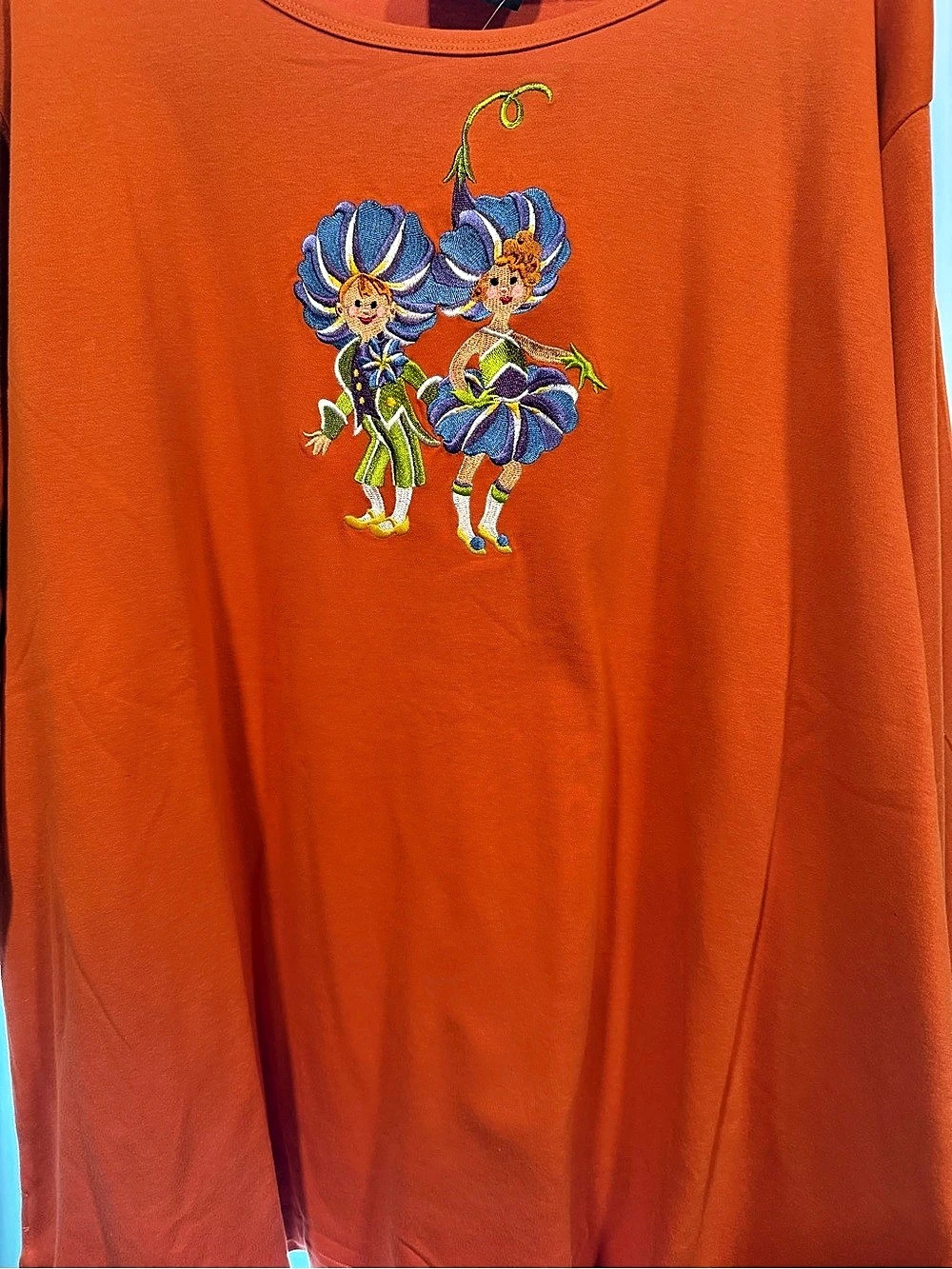 Bob Mackie Wearable Art Women's 3X Plus Orange Embroidered Cotton 3/4 Tunic NWT